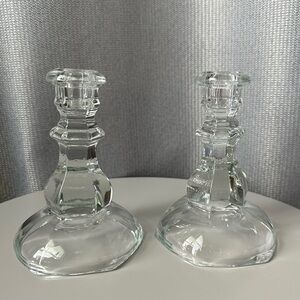 Vintage Clear Glass Candlesticks